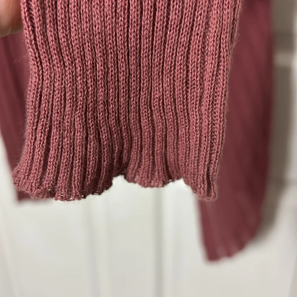 MOTH mauve dust rose knit cardigan scallop hem shawl collar size Small cotton